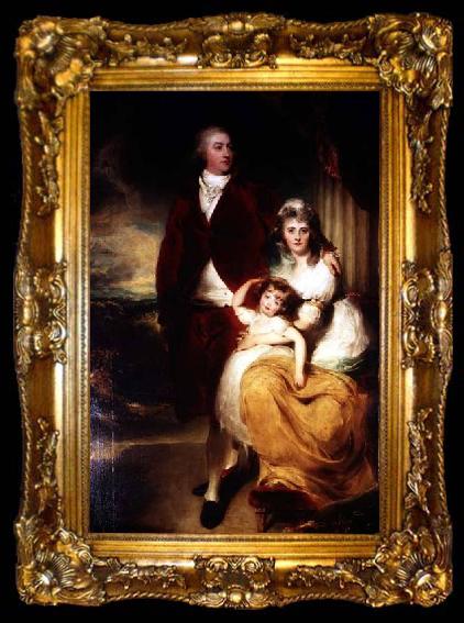 framed  Sir Thomas Lawrence Portrait of Henry Cecil, 1st Marquess of Exeter (1754-1804) with his wife Sarah, and their daughter, Lady Sophia Cecil, ta009-2